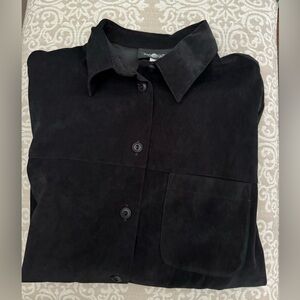 Sag Harbor Black Faux Suede Button Down Shirt Size 12